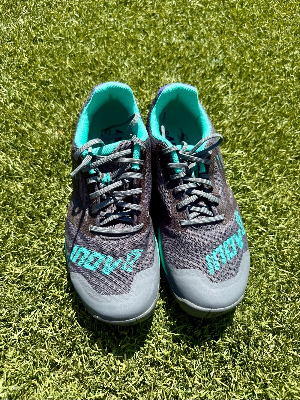 Ladies Lightweight Gray and Teal CrossFit, Weight Training Sneakers Size 8